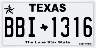 TX license plate BBI1316