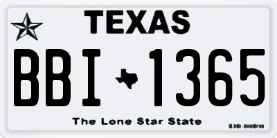 TX license plate BBI1365