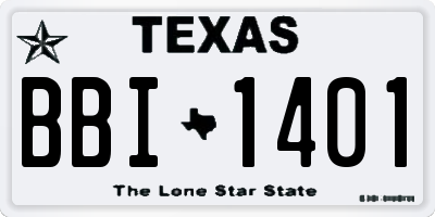 TX license plate BBI1401