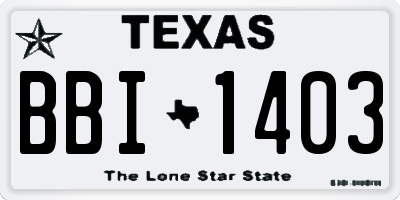 TX license plate BBI1403