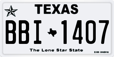 TX license plate BBI1407