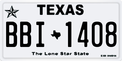 TX license plate BBI1408