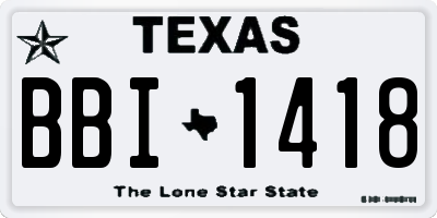 TX license plate BBI1418