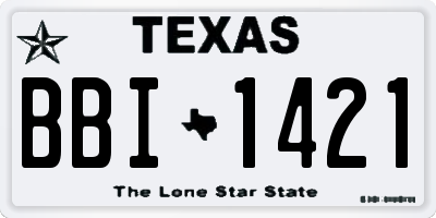 TX license plate BBI1421
