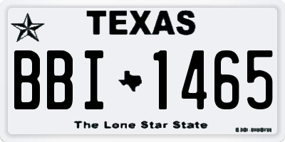 TX license plate BBI1465