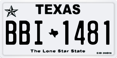 TX license plate BBI1481