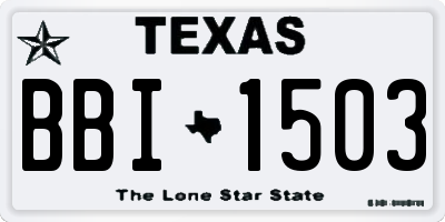 TX license plate BBI1503