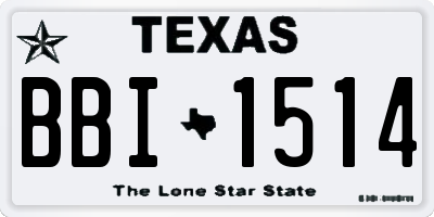 TX license plate BBI1514
