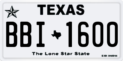 TX license plate BBI1600