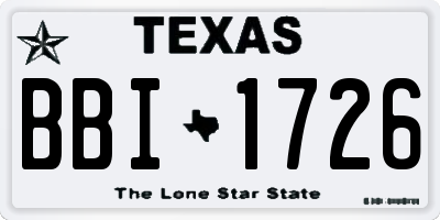 TX license plate BBI1726