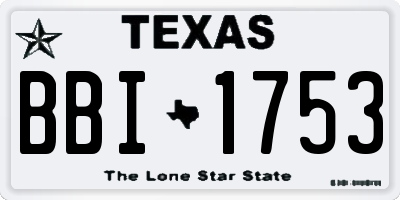 TX license plate BBI1753