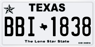 TX license plate BBI1838