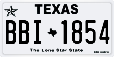 TX license plate BBI1854