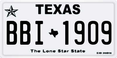 TX license plate BBI1909