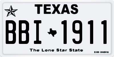 TX license plate BBI1911
