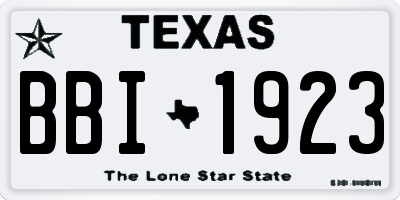 TX license plate BBI1923
