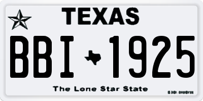 TX license plate BBI1925