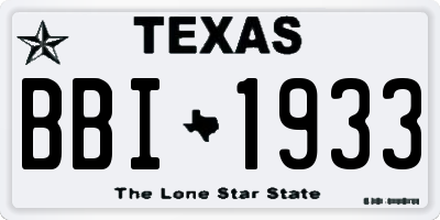 TX license plate BBI1933