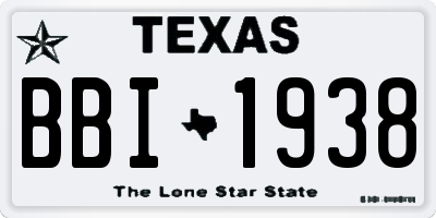 TX license plate BBI1938