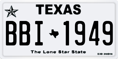 TX license plate BBI1949