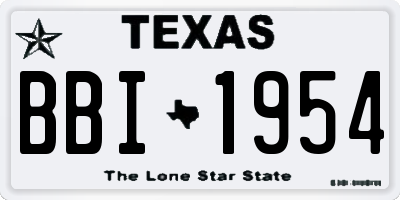 TX license plate BBI1954