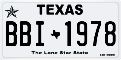 TX license plate BBI1978