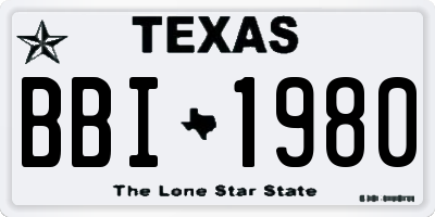 TX license plate BBI1980