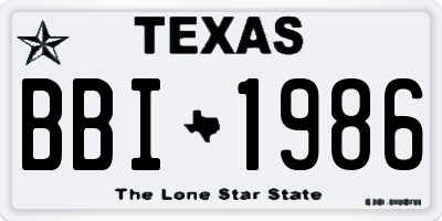 TX license plate BBI1986