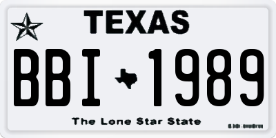 TX license plate BBI1989