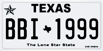 TX license plate BBI1999