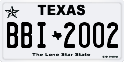TX license plate BBI2002