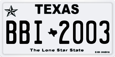 TX license plate BBI2003