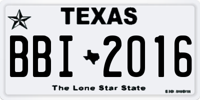TX license plate BBI2016