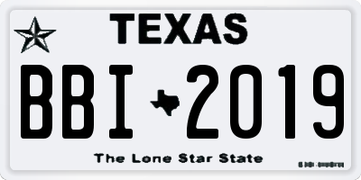 TX license plate BBI2019