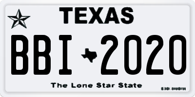 TX license plate BBI2020