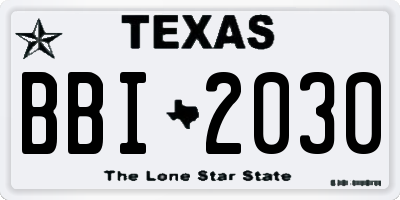 TX license plate BBI2030