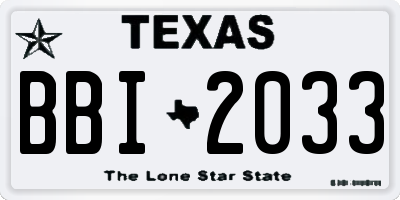 TX license plate BBI2033