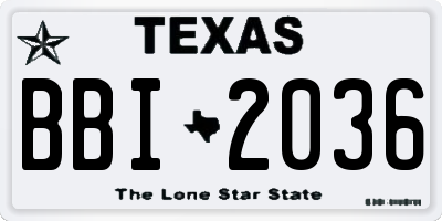 TX license plate BBI2036