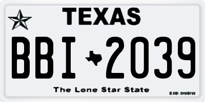 TX license plate BBI2039