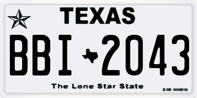 TX license plate BBI2043