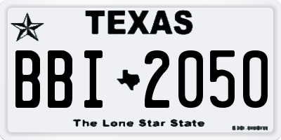 TX license plate BBI2050