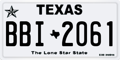 TX license plate BBI2061