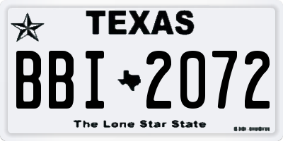 TX license plate BBI2072