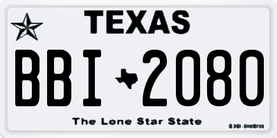 TX license plate BBI2080