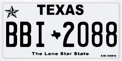 TX license plate BBI2088