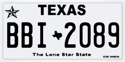 TX license plate BBI2089