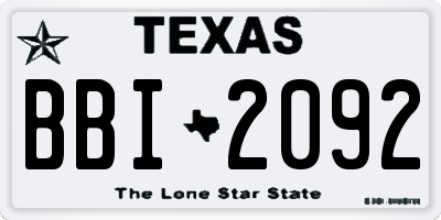 TX license plate BBI2092