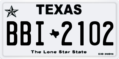 TX license plate BBI2102
