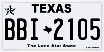 TX license plate BBI2105