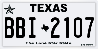 TX license plate BBI2107